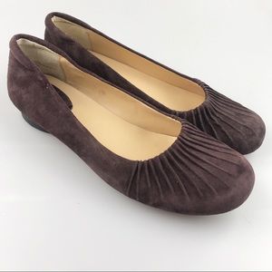 A.N.A. Dark Brown Suede Pleated Toe Ballet Flats